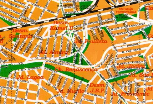 Mapa com a RUA MARIO GALHARDONI, no JARDIM ALMIRA, em homenagem a meu av